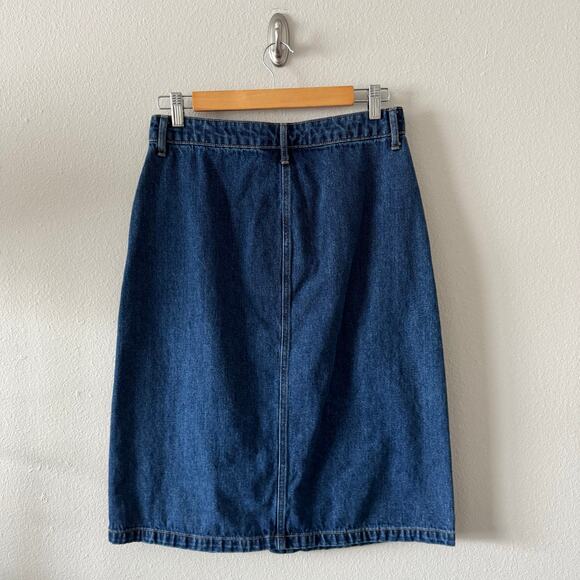 Old Navy Denim Jean Midi Skirt Buttons Sz 6 - Picture 5 of 5